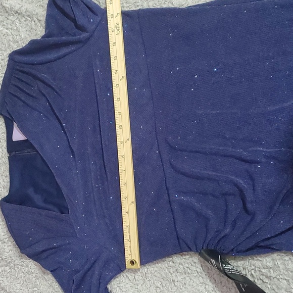 JS Collections Women's Purple Violeta Metallic Gathered Cocktail Midi Dress - Picture 9 of 15